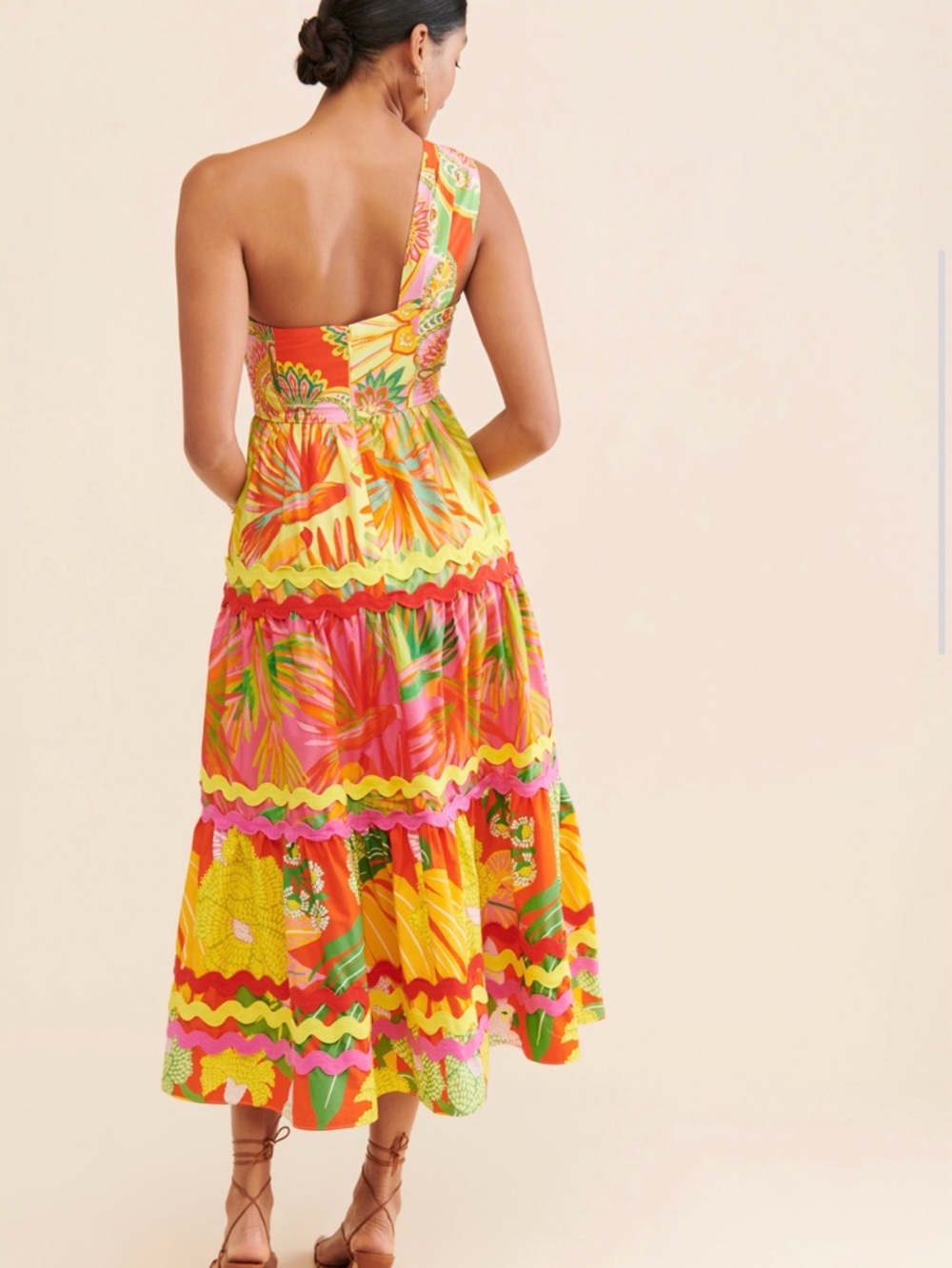 Farm Rio Mixed Prints One-Shoulder Dress Size XS - Picture 2 of 13